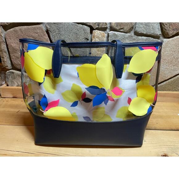 Kate Spade 3 Piece Lemon Zest Set. See thru bag tote, clip in bag and wallet - Picture 7 of 16